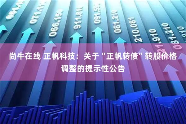 尚牛在线 正帆科技：关于“正帆转债”转股价格调整的提示性公告